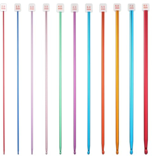 cobee 11 Pcs Crochet Hook Set, Long Crochet Hooks Knitting Needles, Colorful Aluminum Knitting Crochets Accessories Tools for Beginners, Enthusiasts Or Professionals