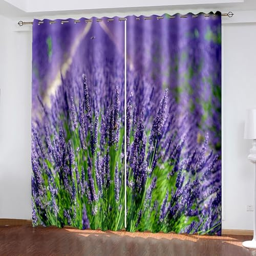 Wycian Fertiggardinen Gardine Grün Lila 2 Er Polyester Lavendel H274 X B214Cm für Schlafzimmer
