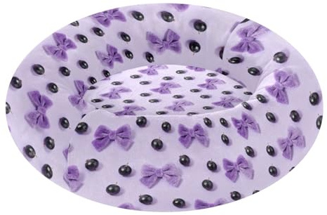 Wudan Cuccia per gatti a ciambella, soffice cuscino per gatti di medie dimensioni, con fiocco S, ribes nero, viola