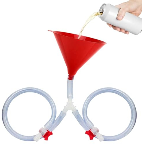 Rwigeboo Beer Bong Funnel, Leak-Proof Sealing Beer Bong with Dual Valve & Tubes, Drinking Funnel for Home Bar Party