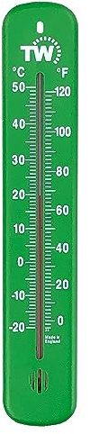 Thermometer World Greenhouse Wall Thermometer, Indoor/Outdoor, Easy to Hang and Read, Analog Display