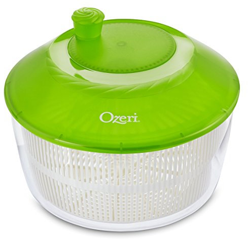 Ozeri Italian Made Fresca Salad Spinner and Serving Bowl, BPA-Free, Green, 4.4 qt