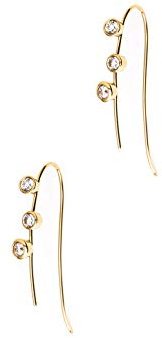 Heideman Ohrringe Damen Ohrhänger mit Stein aus Edelstahl gold farbend matt Ohrstecker hängend für Frauen mit Stein Zirkonia weiss im Brillant Schliff 6mm