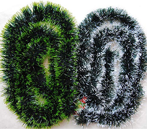 DELIBEST 2 m Girlande, Weihnachtsdekoration, glänzende Baumgirlande, Weihnachts-Lametta, Frostspitze, zum Aufhängen, Weihnachtsdekoration, Urlaubssets, bunte Winterwunderland-Bäume, Dekoration, 11 Cm