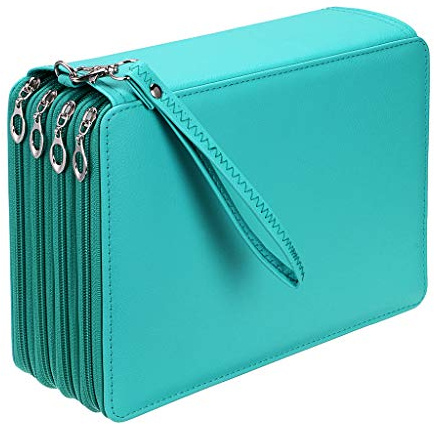 SUMNACON 200 Trousse de Crayon, Sac à Crayon Couleur pour Dessinateur Professionnelle ou Amateur en PU Cuir (Vert) Pas de Crayon