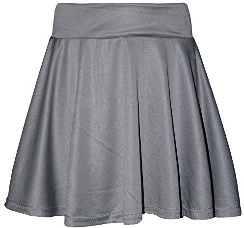 A2Z 4 Kids Filles Uni Patineuse Jupe Camouflage pour École Tendance - Plain Skater Skirt Steel Grey 11-12