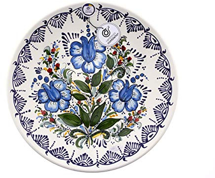 CERÁMICA RAMBLEÑA | Plato decorativo para colgar en pared | Plato de cerámica | Plato de pared | Plato pared Modelo D32 | 100% Decorado a mano | 35x35x5 cm