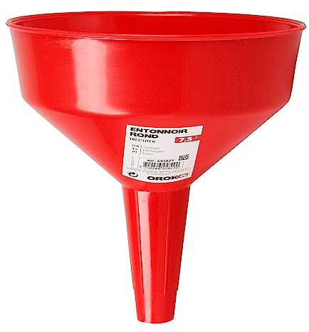 OROK - Entonnoir plastique, entonnoir rond - Diamètre: 19.5 cm - Longueur: 21.5 cm - Entonnoir plastique 7.5 pouces - Hauteur: 215mm - Couleur: rouge - Outil indispensable pour transvaser les liquides