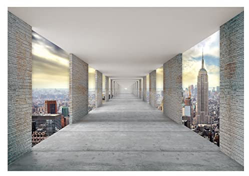 Papel Pintado Efecto 3D Túnel Nueva York Panorama - Incluye Pegamento - Fotomurales Pared Tejido No Tejido Decorativos Murales Fotográfico Moderno Decoración de Paredes (208x146 cm)