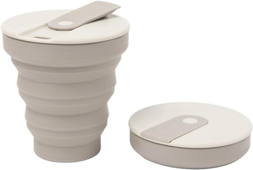 HUNU Faltbare Kaffeetasse mit Deckel und Strohhalm, BPA-frei, faltbare Silikon-Espressotasse für heiße Getränke, auslaufsicherer, wiederverwendbarer Taschen-Kaffeebecher, tragbarer Reisebecher oder