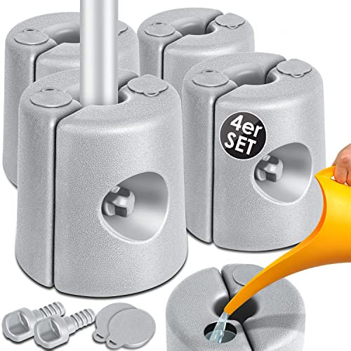 KESSER® Pavillonstandfüße 4er Set Pavillon Standfuß mit Wasser/Sand befüllbar 22 x 22 x 25cm HDPE Gewichte zur Stabilisation für Pavillons Gartenzelte Festzelte Standsicherung Stabil, Hellgrau
