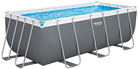 BESTWAY Power Steel Piscine tubulaire à débordement 412x201x122 cm, Gris Foncé