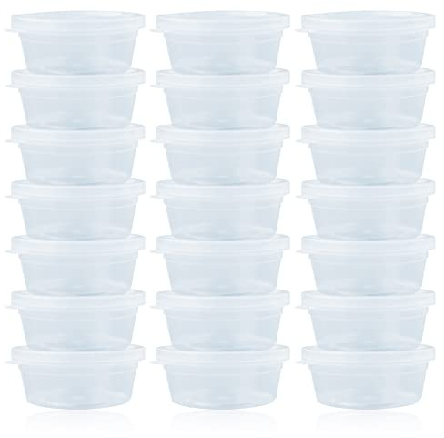 Paquete de 24 contenedores de almacenamiento de limo de plástico transparente a prueba de fugas, vasos de almacenamiento de bolas de espuma con tapas, macetas de limo