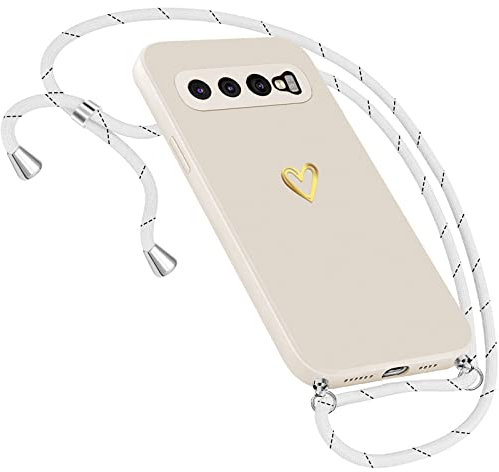 Neivi Handykette Hülle für Samsung Galaxy S10 Hülle Necklace, Herz Motiv Muster Handyhülle für Samsung Galaxy S10 Hülle mit Band Kordel zum Umhängeband Ultradünn Hülle für Samsung S10 (Weiß)