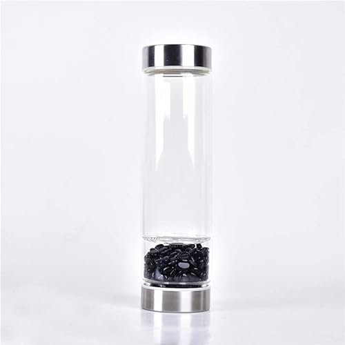 SAHKGYE Bottiglia d'Acqua in Vetro con Gemma di Cristallo Naturale per Realizzare Una Bottiglia di Acqua Gemma Infusa con Elisir di Cristallo di Quarzo Naturale Crystal Point Energy 550 Ml