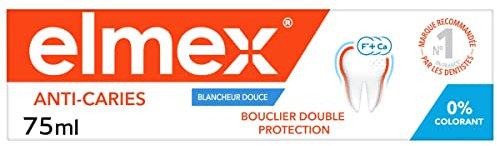 ELMEX - Dentifrice Elmex Anti-Caries Blancheur Douce 0 % Colorants - Caries - Dents Sensibles, Gencives Douloureuses, Protection de l'Email - 75 ml