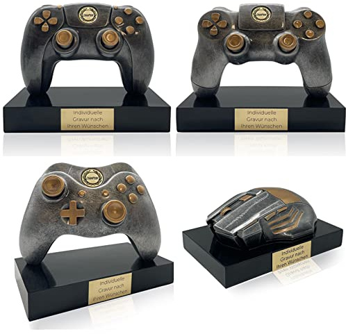 Gaming Controller mit Gravur | Geschenke für Zocker - Esports Pokal mit Wunschtext | Personalisierte Geschenkidee für den Gamer - Gaming Room Deko als Geschenk für den besten Freund (Controller X)