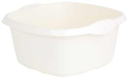 Matangi Plus 32 x 32 x 15 cm Round & Square Plastic Washing Up Bowl | Space Saving Portable Washtub, Mixing Bowl | Great for Home, Kitchen Basin, Sink Organiser, Storage (Soft Cream, Square Bowl)