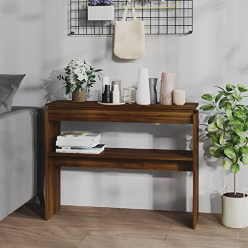Console Table WIFESE en Chêne Marron 102x30x80 cm - Meuble Pliant en Bois d'Ingénierie pour Entrée et Salle à Manger