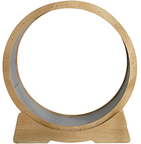Katzen-Laufband-Rad für Indoor-Katzen, Holz, klein, mittelgroß, mit Bremse, leises Katzenrad-Spielzeug, einfache Montage (Größe: L-Durchmesser 107 cm)
