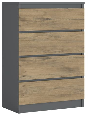 Byrå med 4 lådor, färg: antracit/lancelot-ek, A: 70 x 101 x 39 cm