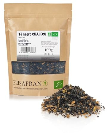 FRISAFRAN | Té negro canela Ecológico Granel 100g | Antioxidante | Energizante | Antinflamatorio | té negro chai | te descafeinado | té de canela | tea | natural | sin aditivos