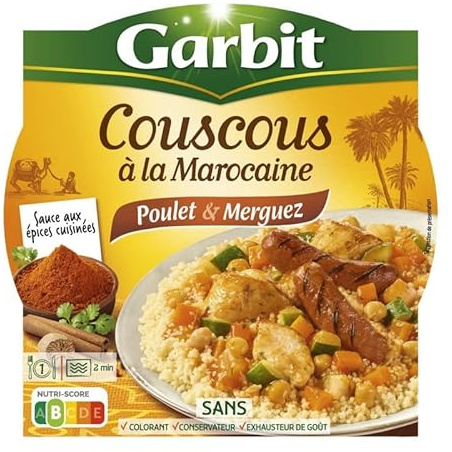 GARBIT - Couscous À La Marocaine 285G : Savourez l'authenticité de la cuisine marocaine, directement chez vous ! - Lot De 4 - Vendu Par Lot
