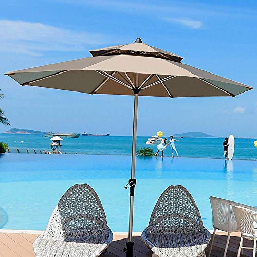 Parasol de jardin double Parasol en aluminium |2.7m |avec manivelle/étanche/ne se décolore pas/8 baleines pour terrasse/balcon/patio/marché/plage – sans base good