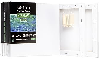 Elan Keilrahmen Leinwand 20x20 6er Set, 100% Baumwolle Leinwand zum Bemalen Klein, Leinwände für Acrylfarben 280GSM, Leinwände Klein, Keilrahmen 20x20