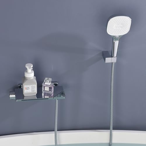 PHASAT Badewanne Armatur Wandmontage Wasserfall für Badezimmer Bad Wasserhahn für Badezimmer Bad mit 3 Modi Handbrause PTBC10E
