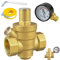 Acboor Riduttore di pressione dell'acqua, 3/4 pollice DN20 con manometro, Realizzato in 100% Ottone ad alta Durezza, Riduttore di pressione regolabile per valvola di sovrapressione dell'acqua,