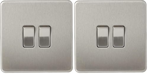 Knightsbridge SF3000BC Screwless 10 A 2-Gang 2 Way Switch, Brushed Chrome (Pack of 2)