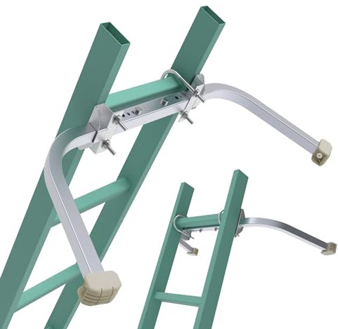 Leiterstabilisator, robustes Aluminium, verlängertes Leiter-Zubehör für Dachrinnen-Reinigungswerkzeuge, Leiter-Abstandshalter, Flügelspan-/Wandleiter-Haken mit rutschfester Gummi-Unterseite. (Patent)