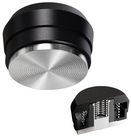 MATOW Federbelasteter Handflächenstampfer, passend für 58 mm Siebträger | 13,6 kg kalibrierter Druck, geriffelter Edelstahlboden, ergonomischer Handflächengriff