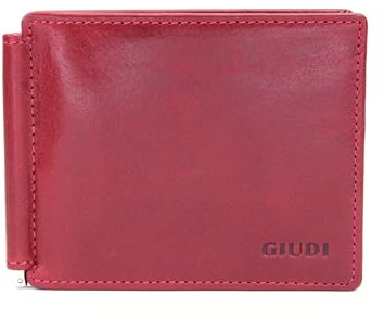 Giudi ® Geldklammer Dollarclip Herren Echtleder Klein (Rot)