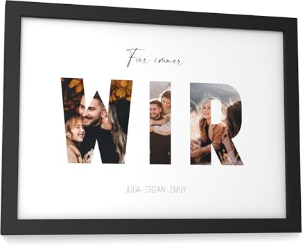 Papierschmiede® WIR personalisiertes Bild mit Fotos - A5 im Bilderrahmen - Geschenke für Frauen - Geschenke für Männer - Personalisiertes Geschenk Paare Partner Fotodruck Weihnachten Valentinstag