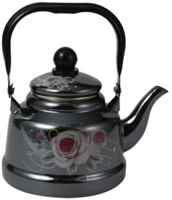 Habrur Teekessel Wasserkessel Wasserkocher Kaffee Dekor Teekessel Für Herd Chinesische Teekanne Vintage Kaffeekessel Dekorative Teekanne Vintage Flötenkessel (Color : Siyah, Size : 1.1L)
