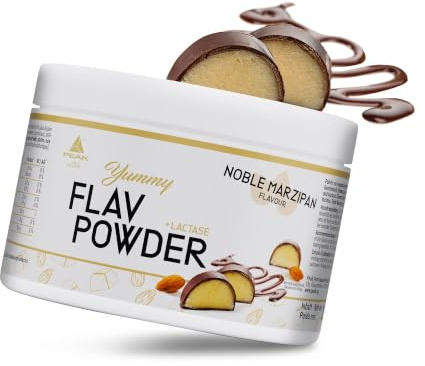 PEAK Yummy Flav Powder – 250 g de sabor Noble Mazapán I 50 porciones I Sabor en polvo para endulzar casi sin calorías y sin azúcar añadido I con inulina y la enzima digestiva lactasa I vegano