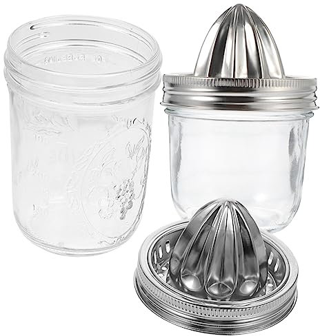 ABOOFAN 2pcs Stainless Steel Handheld Juicer Manual Lemon Squeezer Lid for Jar Citrus Fruit Juicer Home Kitchen Use