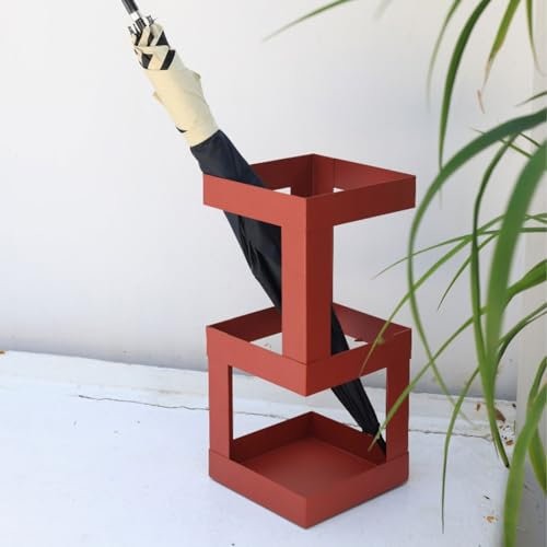 XIAOZHUANGXIONG Regenschirmständer Metall Schirmständer Im Vintage-Stil, Schlicht Und Modisch Robust Und Langlebig, Geeignet Für Haus, Büro, Eingang, Rote Farbe