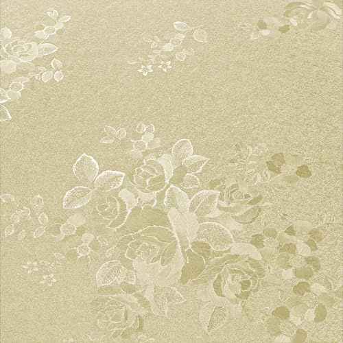 VEELIKE Klebefolie Beige Rose Möbelfolie Muster Strukturtapete Geprägt Blumentapete Selbstklebende Tapete Blumen Deckentapete Fototapete Schlafzimmer Romantik Wohnzimmer Mustertapete 40cm×300cm