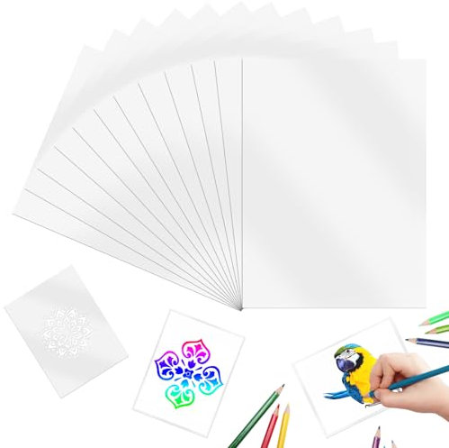 12 Stück Schablonenfolien A4 30.5 X 21.7 cm, Mylarfolie Halbtransparentes PET Kunststoff-Schablonenblätter Mylar-Blätter Schablonenfolie für Schneiden Siebdruck, Malen, DIY Bastelschablonen(Milchweiß)