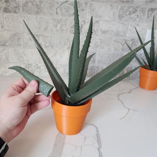 Yacriso 3D Printed Aloe Vera Pen Plant, Magnetic Aloe Vera Pens, Each Stem Is A Pen Fake Houseplant for People Who Can't Keep House Plants Alive Decor Writing Pen Holder (A)