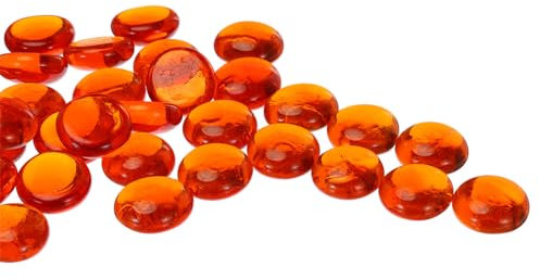 QUARKZMAN Bolas de Cristal, 36 Piezas Gemas de Cristal Planas Transparentes Naranja Rojo 0.44 Libras (0.67-0.87) Canicas de Cristal Guijarros para Jarrones Rellenos Acuarios DIY
