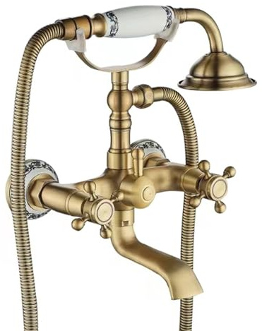Rea Badewannenarmatur mit Handbrause Rustico Gold, Komplettset, modern - 15X21X24,5CM