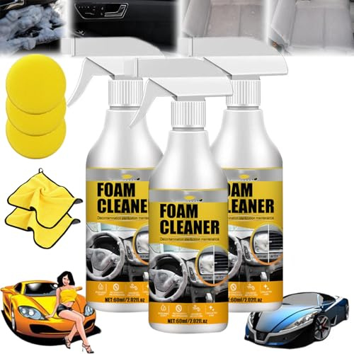 Vrsgs Foam Cleaner,Vrsgs Foam Cleaner Cleaning Spray,Vrsgs Multi-Purpose Foam Cleaner,Homebbc Foam Cleaner,Powerful Stain Removal Kit,Car Interior Foam Refinisher Cleaner (3, 60ml)