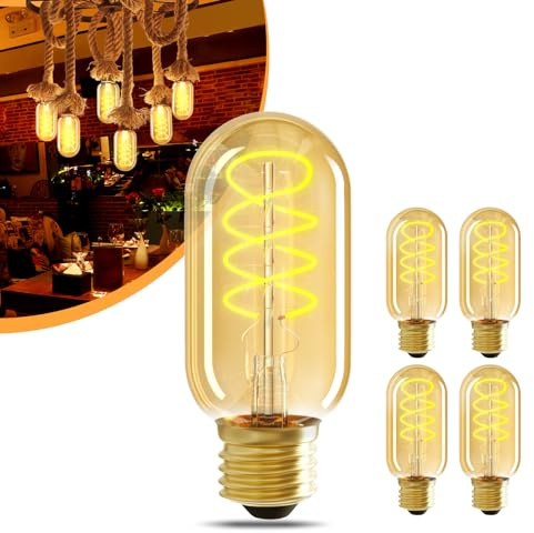 NUODIFAN Edison E27 Dimmbar,Edison Vintage E27 LED Warmweiß 4W Lampe leuchtmittel e27 Glühbirne,T45 Antike LED Birne,Dekorative Energiesparlampe