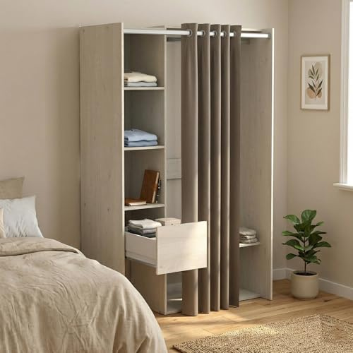 Guardaroba Grande Arnon, Mobile Camera da Letto, Cabina Armadio portabiti, Armadio Appendiabiti, 119x50 h183 cm, Rovere