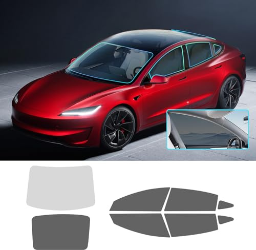 FDAIUN Scheibentönungsfolie Auto für Tesla Model 3 2020-2024 8%/20%/35% VLT PVC Vorgestanzt Autoscheiben Tönungsfolie Auto Tönung Glas Verdunkelung Aufkleber Sommer UV-Schutz zubehör