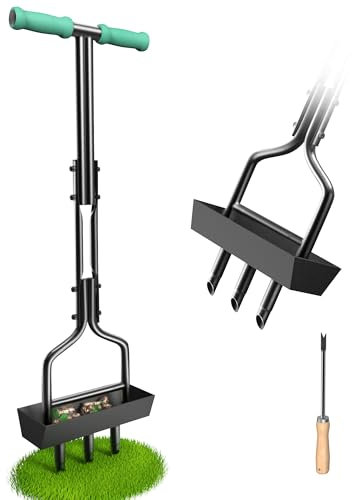 SUNEOWALY Aerificatore per Prato, Ventilatore Manuale per Prato, Scarificatore Prato, Strumento di Ventilazione con Strumento di Pulizia e Telaio in Metallo per la Raccolta, per Prato o Cortile